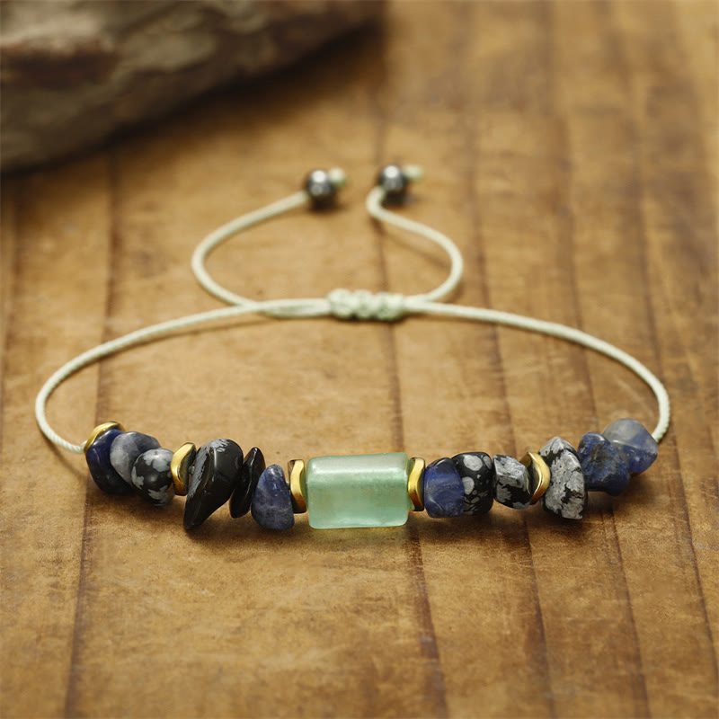 Wear FengShui New Job Green Aventurine Sodalite Snowflake Obsidian Energy Bracelet