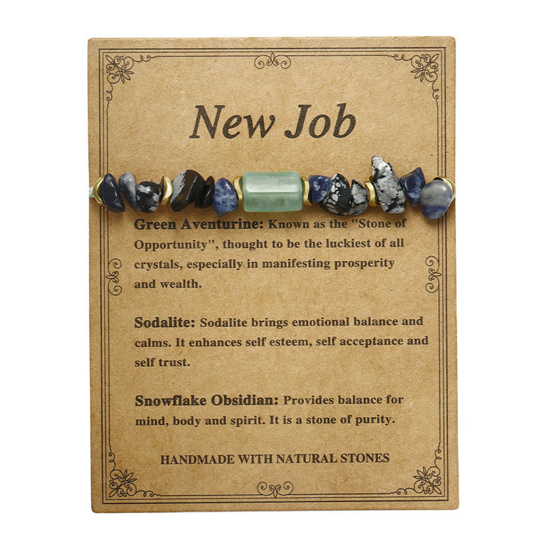 Wear FengShui New Job Green Aventurine Sodalite Snowflake Obsidian Energy Bracelet