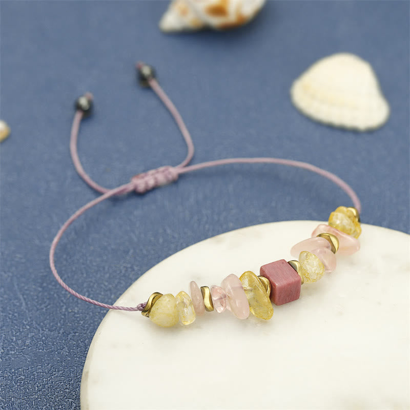 Wear FengShui Thank You Rose Quartz Citrine Rhodonite Passionate Bracelet