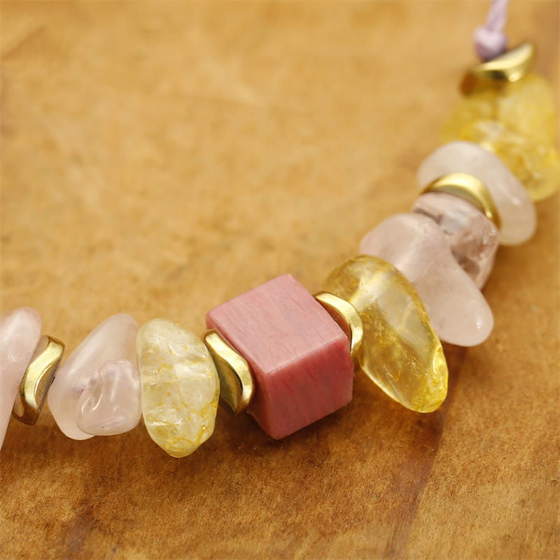 Wear FengShui Thank You Rose Quartz Citrine Rhodonite Passionate Bracelet