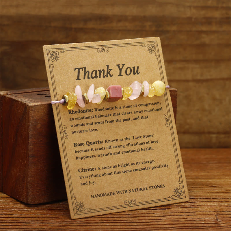 Wear FengShui Thank You Rose Quartz Citrine Rhodonite Passionate Bracelet