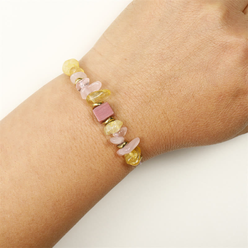 Wear FengShui Thank You Rose Quartz Citrine Rhodonite Passionate Bracelet