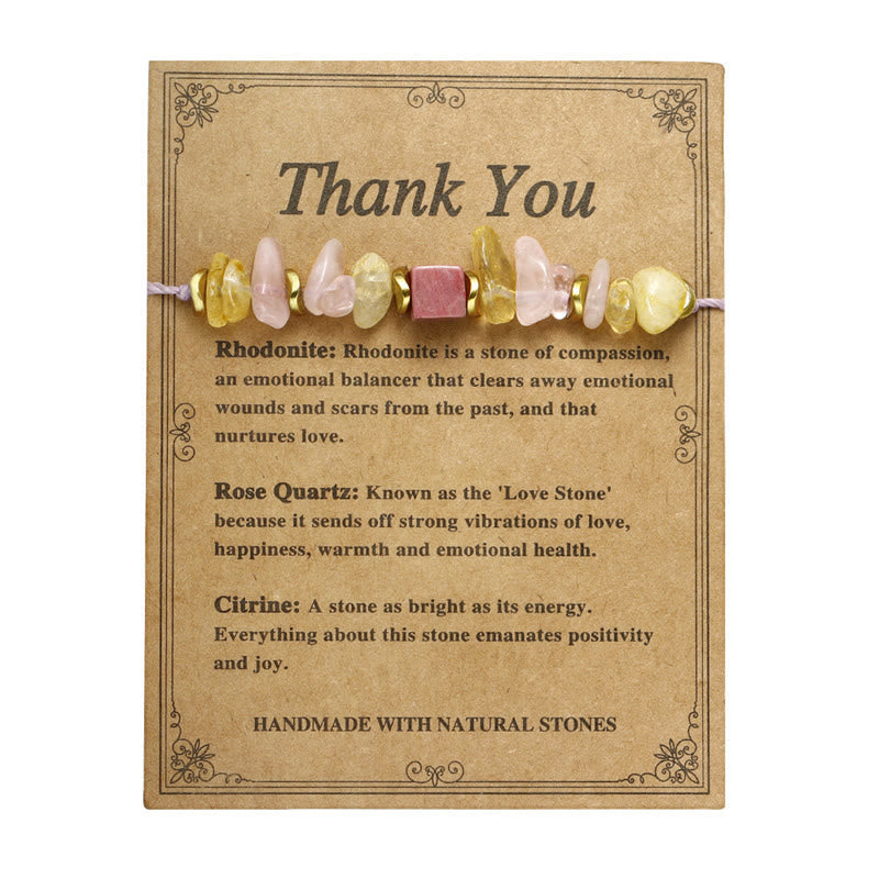 Wear FengShui Thank You Rose Quartz Citrine Rhodonite Passionate Bracelet