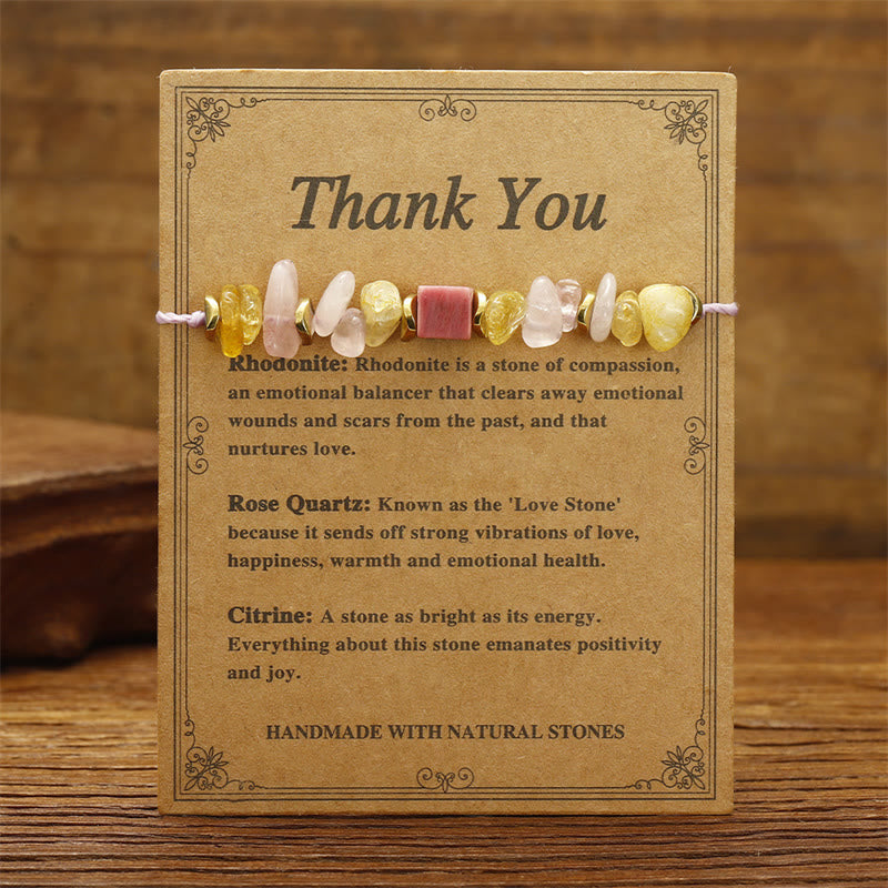 Wear FengShui Thank You Rose Quartz Citrine Rhodonite Passionate Bracelet