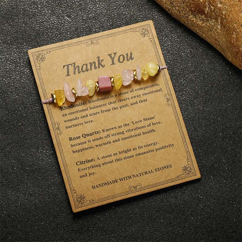 Wear FengShui Thank You Rose Quartz Citrine Rhodonite Passionate Bracelet