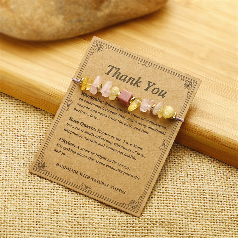 Wear FengShui Thank You Rose Quartz Citrine Rhodonite Passionate Bracelet