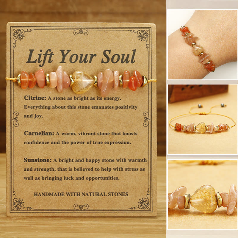 Wear FengShui Lift Your Soul Citrine Carnelian Sun Stone Happiness Bracelet