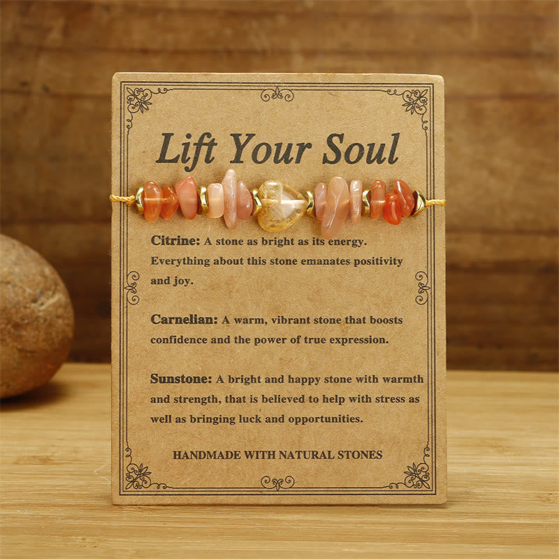 Wear FengShui Lift Your Soul Citrine Carnelian Sun Stone Happiness Bracelet