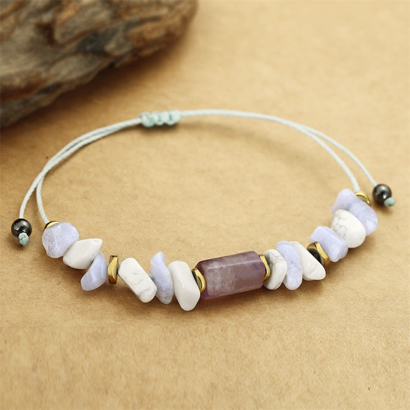 Wear FengShui De-Stress Amethyst Blue Lace Agate Howlite Healing Bracelet