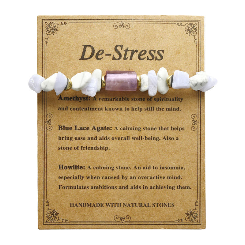 Wear FengShui De-Stress Amethyst Blue Lace Agate Howlite Healing Bracelet