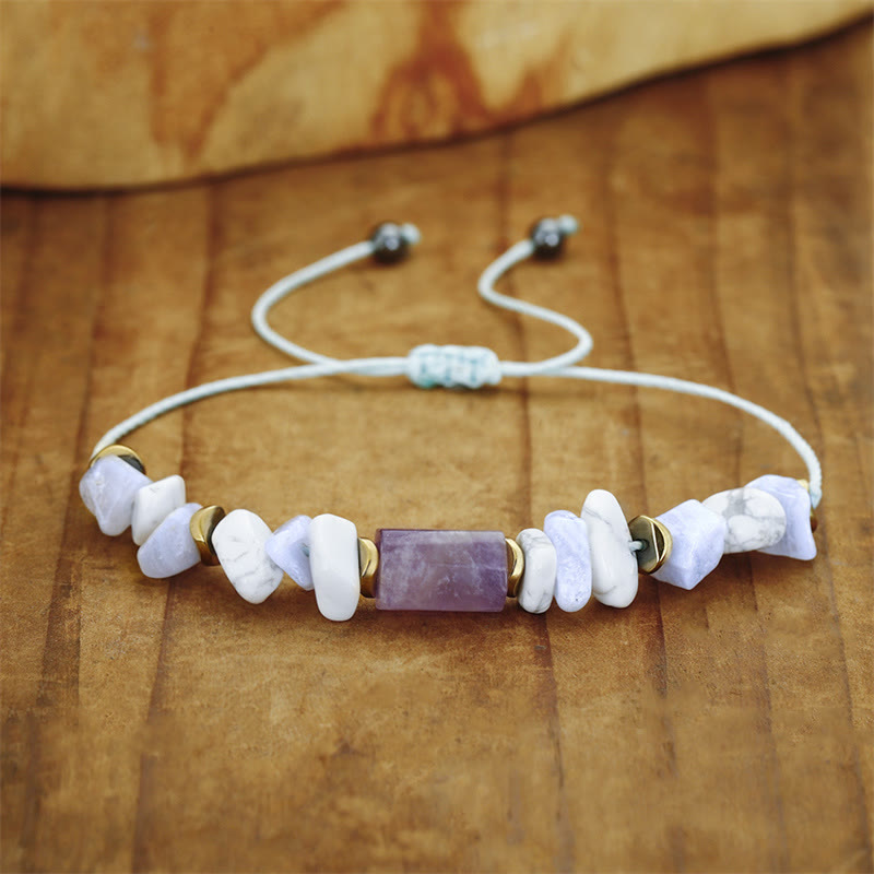 Wear FengShui De-Stress Amethyst Blue Lace Agate Howlite Healing Bracelet