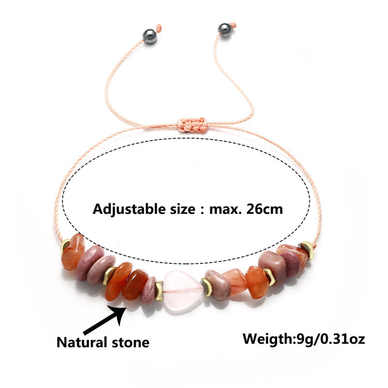 Wear FengShui Thinking Of You Rose Quartz Rhodonite Carnelian Relationships Bracelet