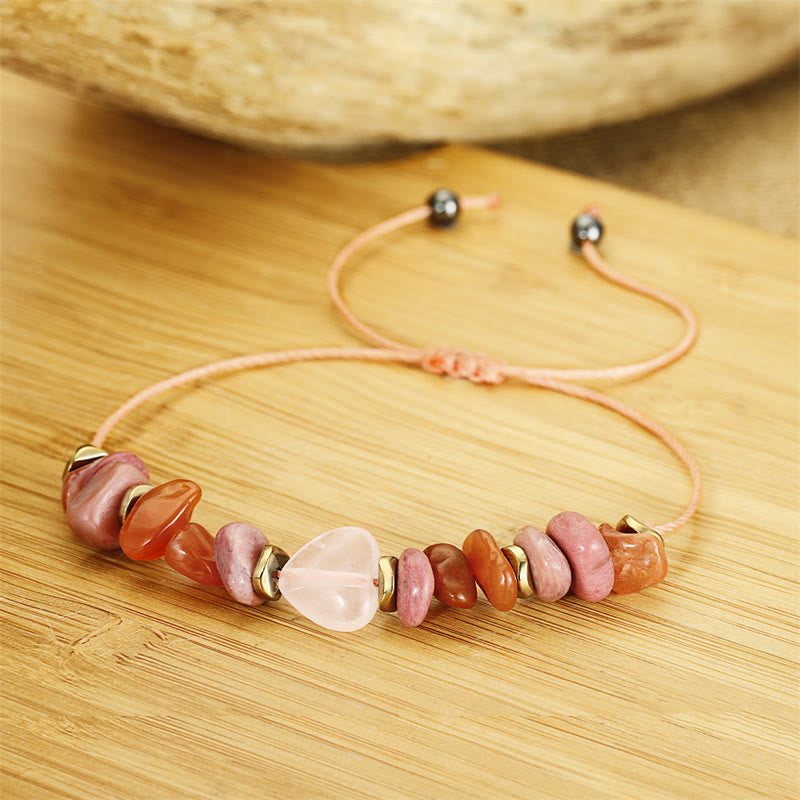 Wear FengShui Thinking Of You Rose Quartz Rhodonite Carnelian Relationships Bracelet