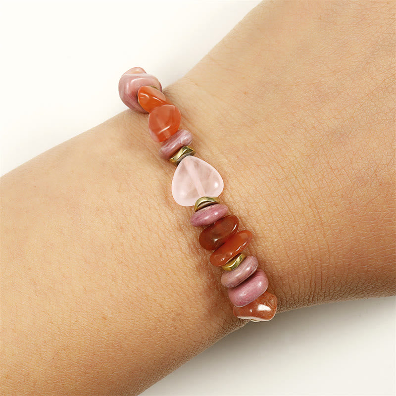 Wear FengShui Thinking Of You Rose Quartz Rhodonite Carnelian Relationships Bracelet