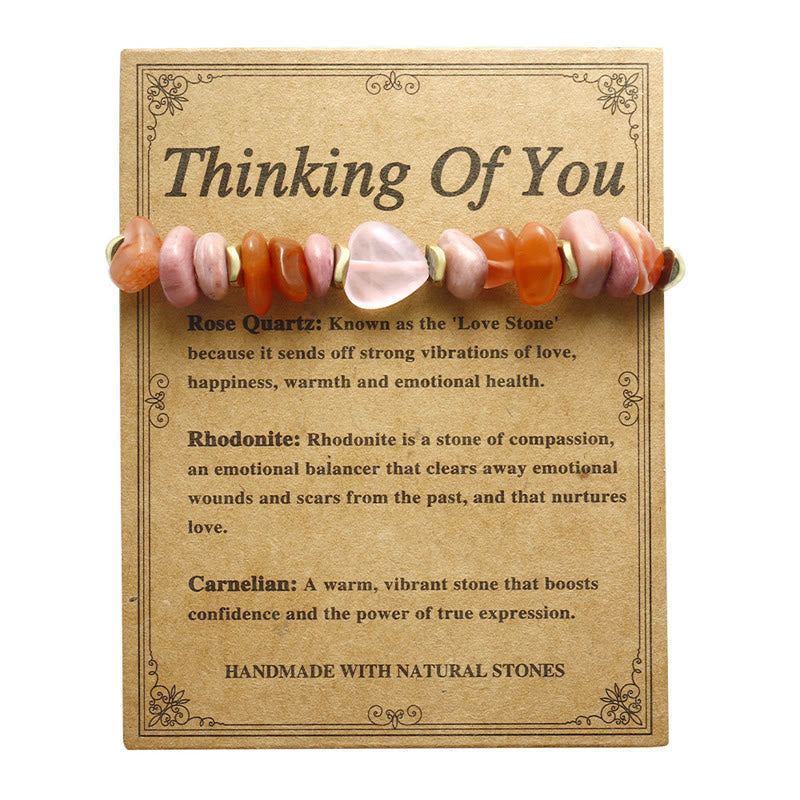 Wear FengShui Thinking Of You Rose Quartz Rhodonite Carnelian Relationships Bracelet