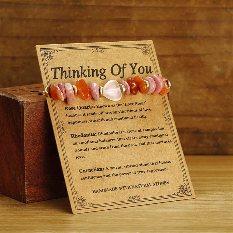 Wear FengShui Thinking Of You Rose Quartz Rhodonite Carnelian Relationships Bracelet