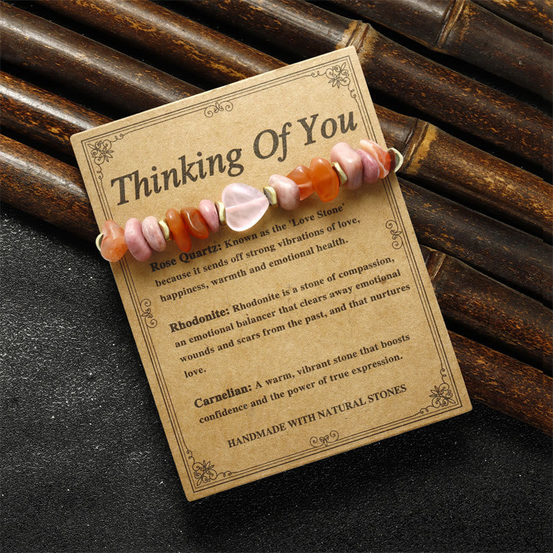 Wear FengShui Thinking Of You Rose Quartz Rhodonite Carnelian Relationships Bracelet