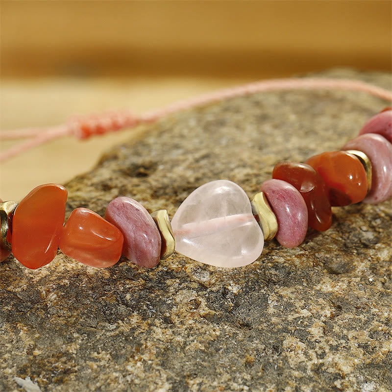 Wear FengShui Thinking Of You Rose Quartz Rhodonite Carnelian Relationships Bracelet