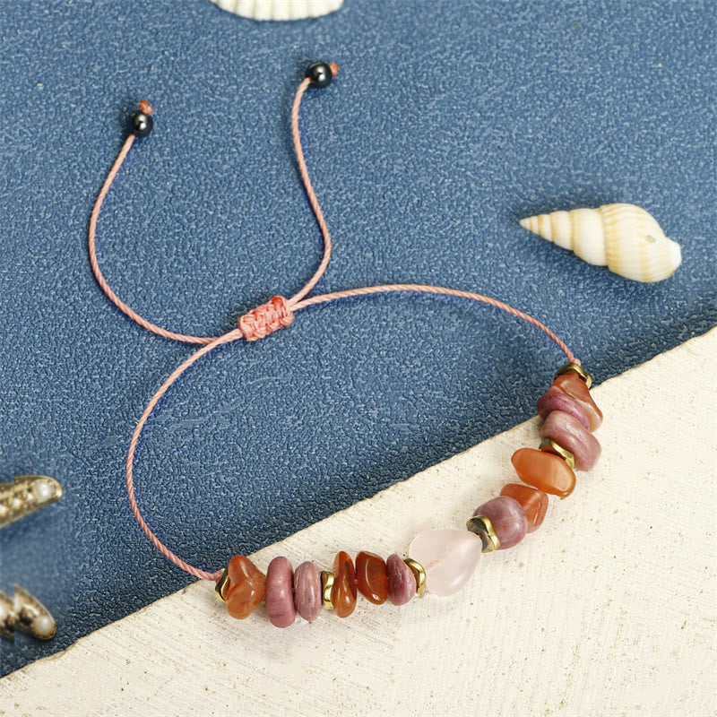 Wear FengShui Thinking Of You Rose Quartz Rhodonite Carnelian Relationships Bracelet