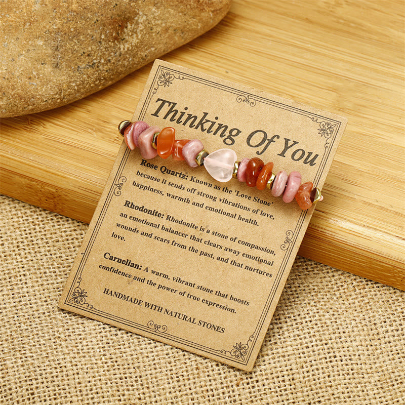 Wear FengShui Thinking Of You Rose Quartz Rhodonite Carnelian Relationships Bracelet