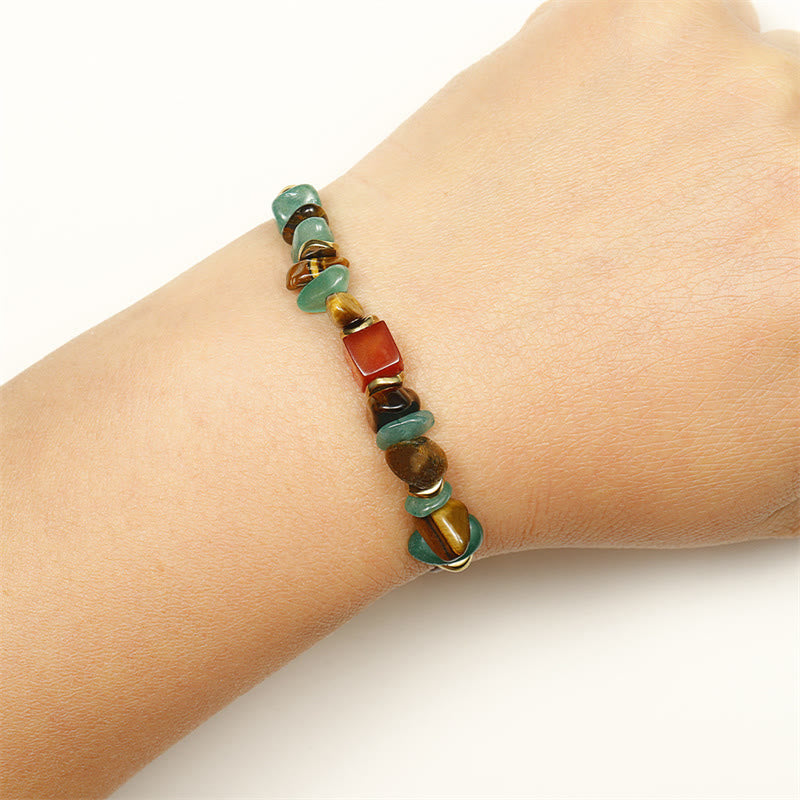 Wear FengShui You Can Do It Green Aventurine Tiger Eye Carnelian Luck Bracelet