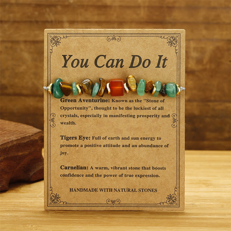 Wear FengShui You Can Do It Green Aventurine Tiger Eye Carnelian Luck Bracelet