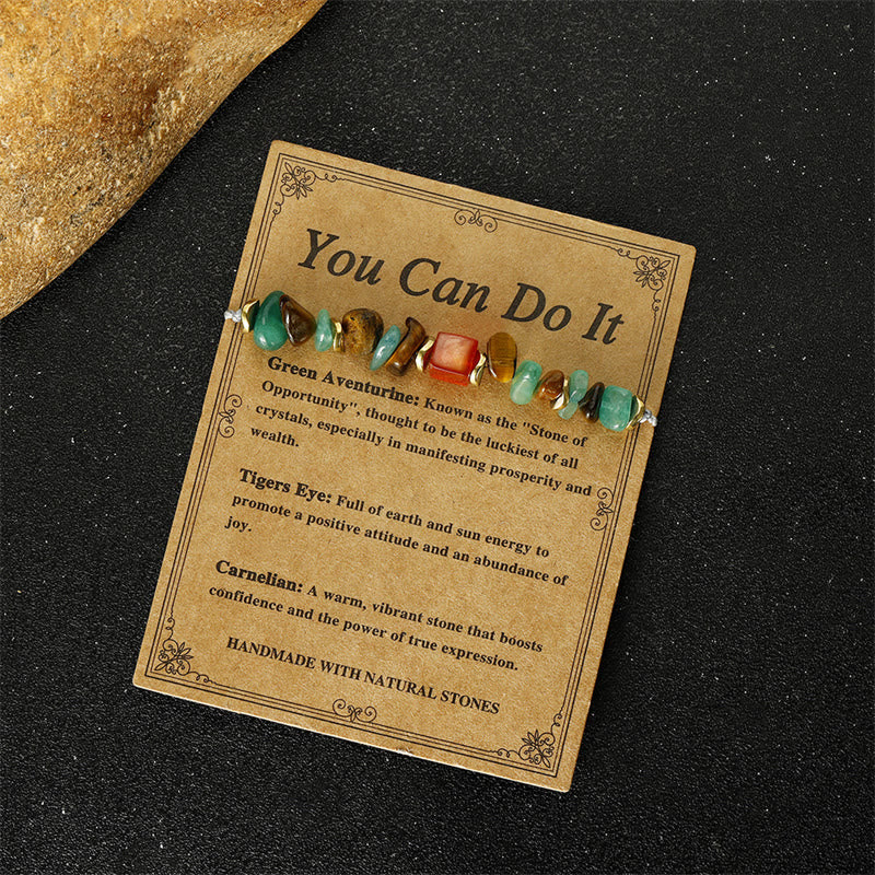 Wear FengShui You Can Do It Green Aventurine Tiger Eye Carnelian Luck Bracelet