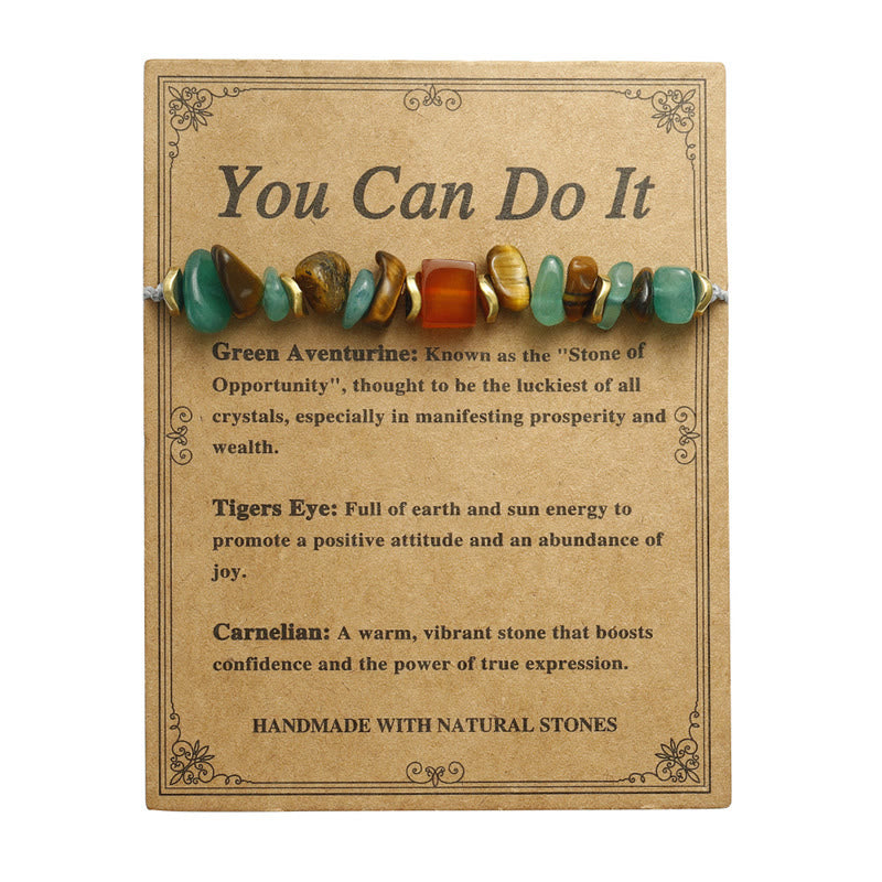 Wear FengShui You Can Do It Green Aventurine Tiger Eye Carnelian Luck Bracelet