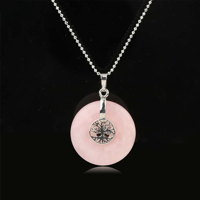Wear FengShui Various Crystal Rose Quartz Green Aventurine Amethyst The Tree of Life Kindness Necklace Pendant