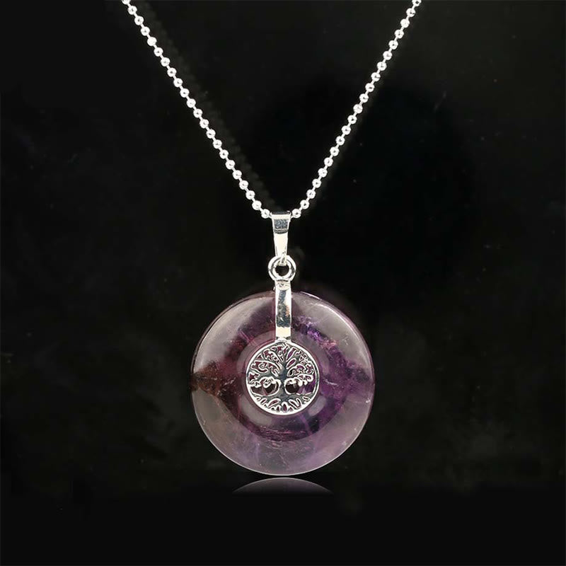 Wear FengShui Various Crystal Rose Quartz Green Aventurine Amethyst The Tree of Life Kindness Necklace Pendant