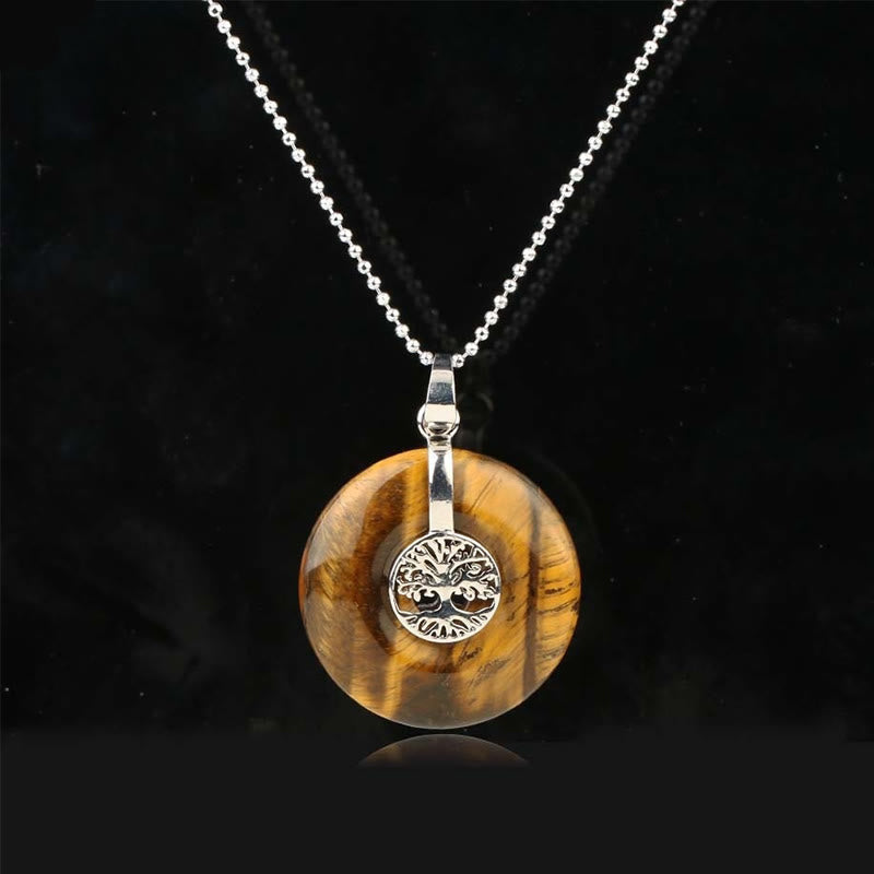 Wear FengShui Various Crystal Rose Quartz Green Aventurine Amethyst The Tree of Life Kindness Necklace Pendant