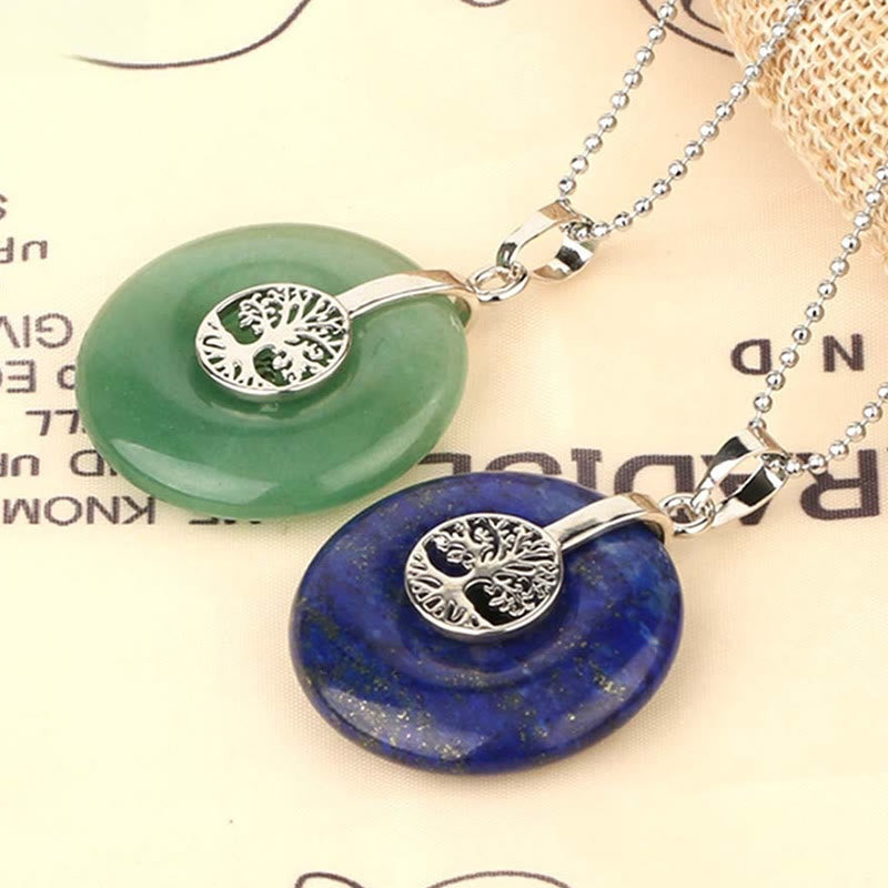 Wear FengShui Various Crystal Rose Quartz Green Aventurine Amethyst The Tree of Life Kindness Necklace Pendant