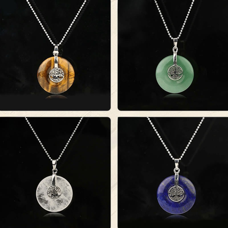 Wear FengShui Various Crystal Rose Quartz Green Aventurine Amethyst The Tree of Life Kindness Necklace Pendant
