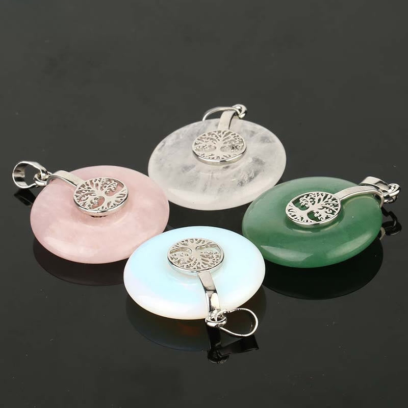 Wear FengShui Various Crystal Rose Quartz Green Aventurine Amethyst The Tree of Life Kindness Necklace Pendant