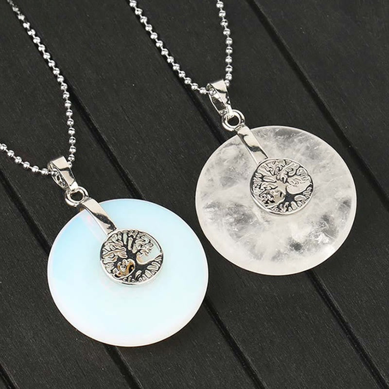 Wear FengShui Various Crystal Rose Quartz Green Aventurine Amethyst The Tree of Life Kindness Necklace Pendant
