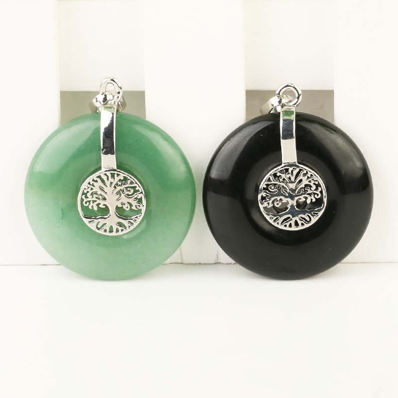 Wear FengShui Various Crystal Rose Quartz Green Aventurine Amethyst The Tree of Life Kindness Necklace Pendant