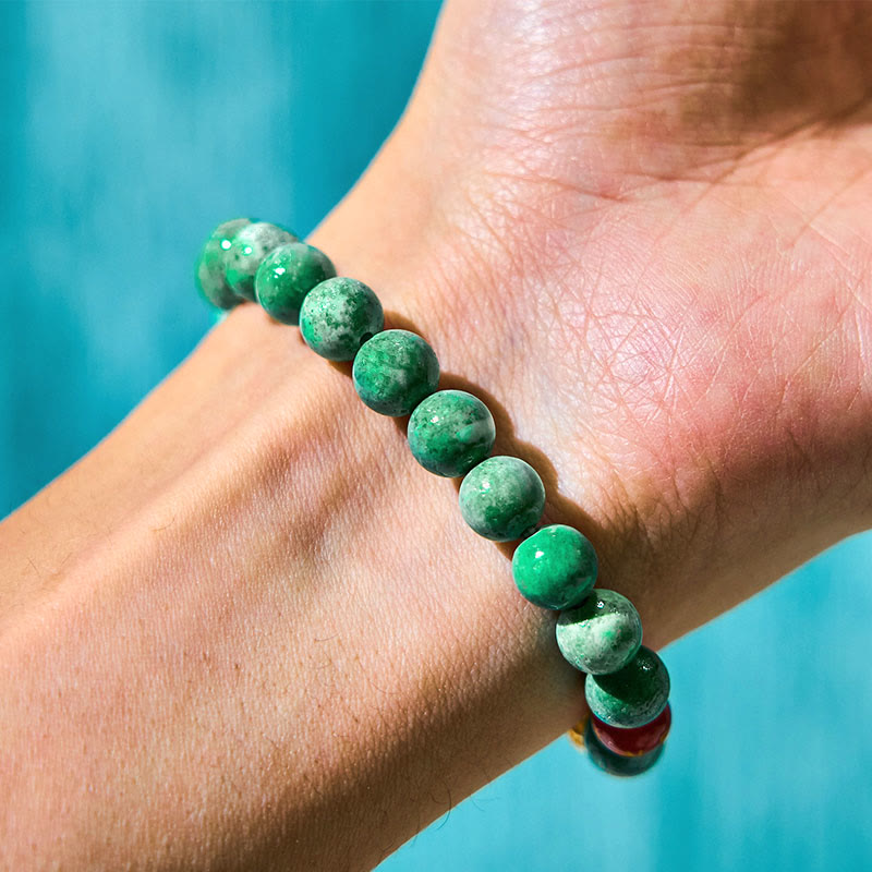 Wear FengShui Natural Jade Om Mani Padme Hum Cyclone Charm Prosperity Bracelet