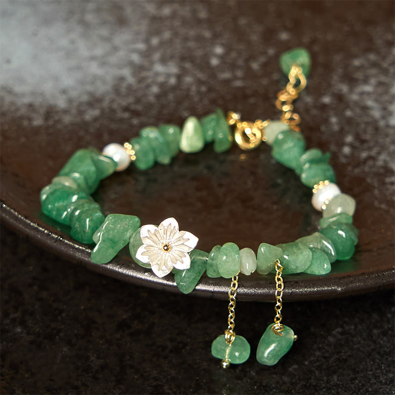Wear FengShui Natural Strawberry Quartz Green Strawberry Quartz Super Seven Crystal Flower Healing Bracelet