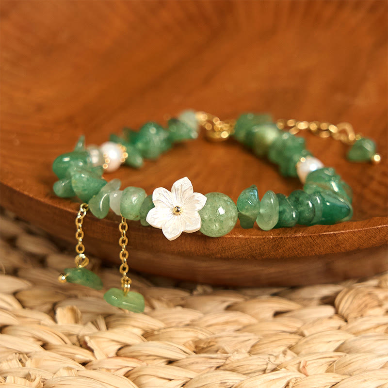 Wear FengShui Natural Strawberry Quartz Green Strawberry Quartz Super Seven Crystal Flower Healing Bracelet