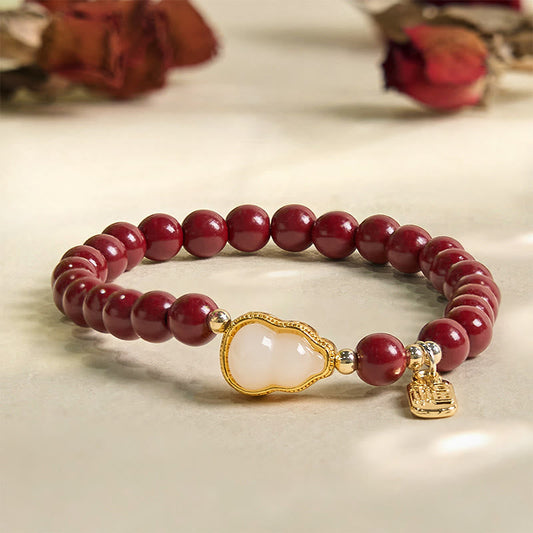 Wear FengShui Cinnabar Gourd Fu Character Charm Blessing Bracelet