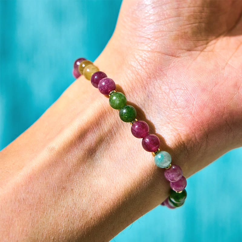 Wear FengShui Colorful Tourmaline Lucky Cat Positive Bracelet