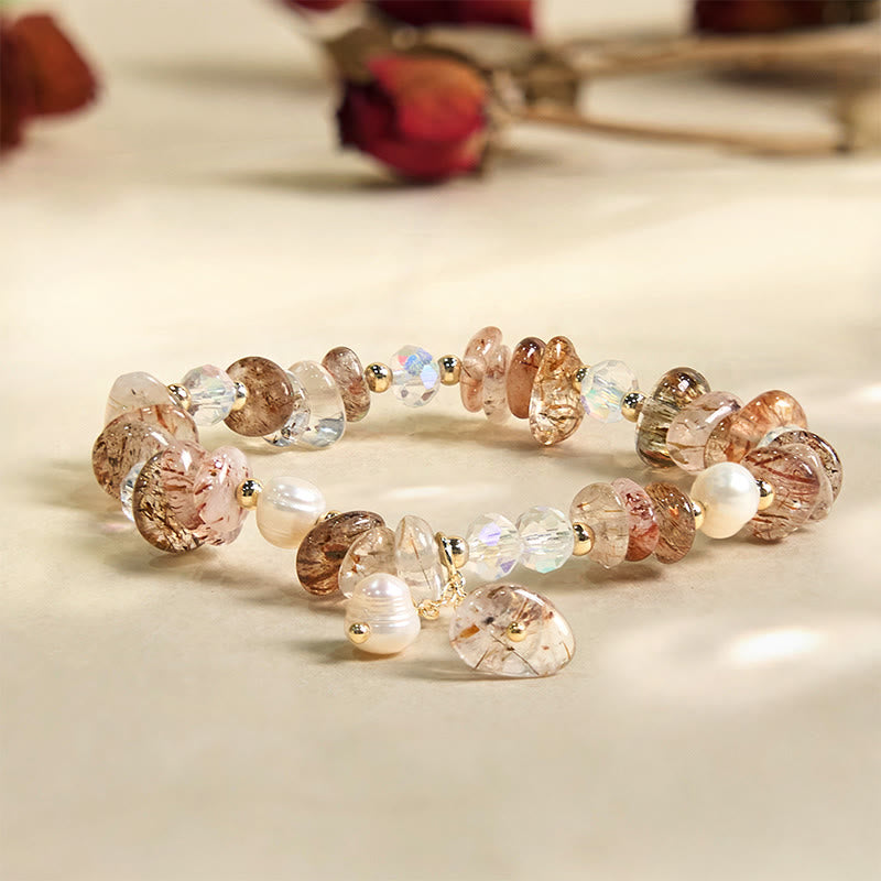 Wear FengShui Natural Super Seven Crystal Irregular Small Pieces Positive Bracelet