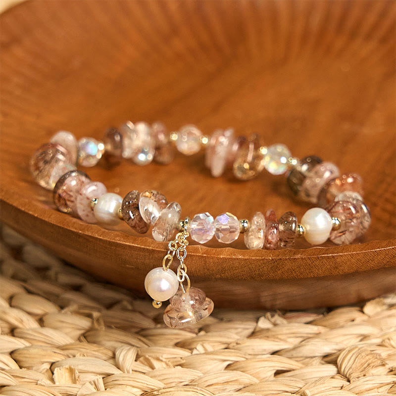 Wear FengShui Natural Super Seven Crystal Irregular Small Pieces Positive Bracelet