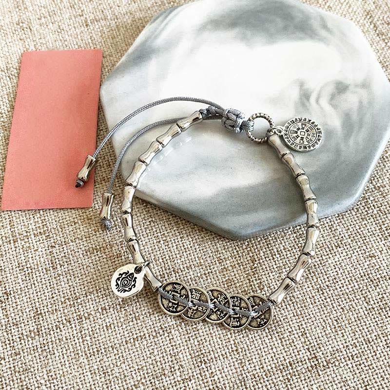 Wear FengShui Five Emperor Coins Mountain Ghosts Spend Money Bracelet