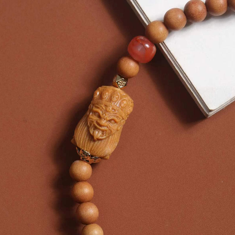 Wear FengShui Tibetan Zakiram Goddess Of  Wealth South Red Agate Sandalwood Fortune Bracelet