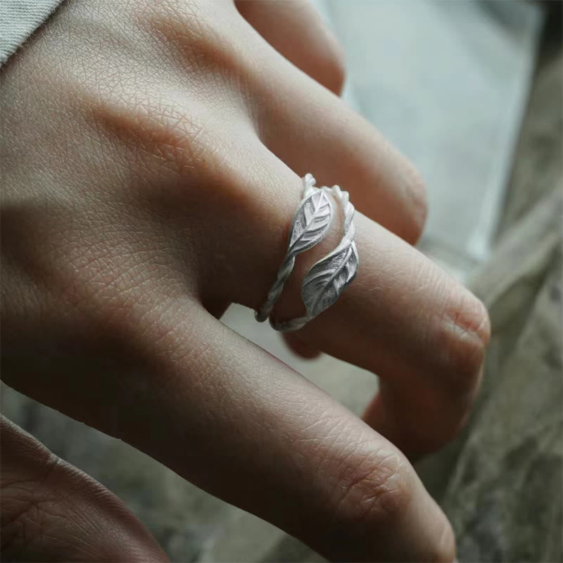 Buddha Stone Copper Leaf Wealth Adjustable Ring