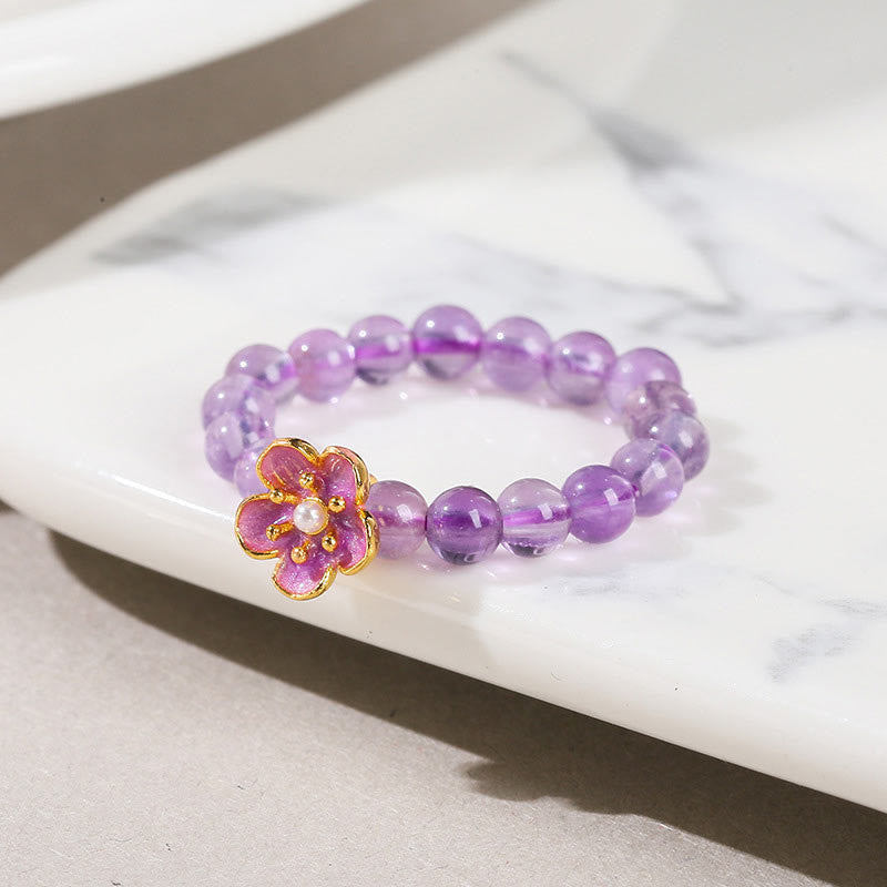 Wear FengShui 3mm Amethyst Peach Blossom Elastic String Ring