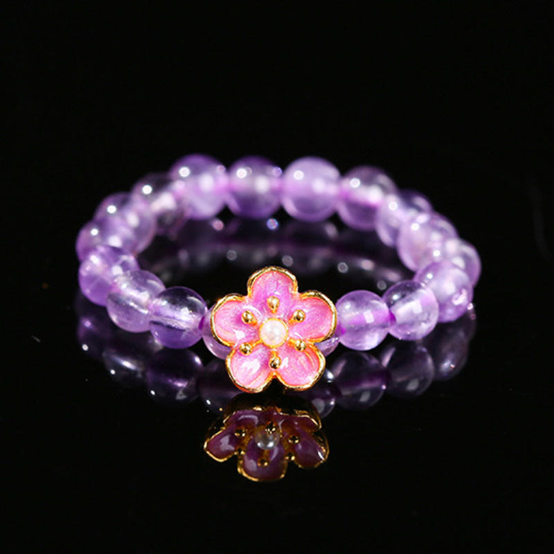 Wear FengShui 3mm Amethyst Peach Blossom Elastic String Ring