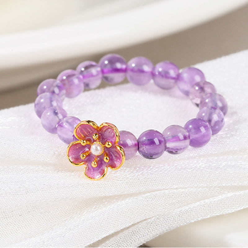 Wear FengShui 3mm Amethyst Peach Blossom Elastic String Ring