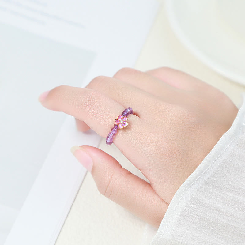 Wear FengShui 3mm Amethyst Peach Blossom Elastic String Ring